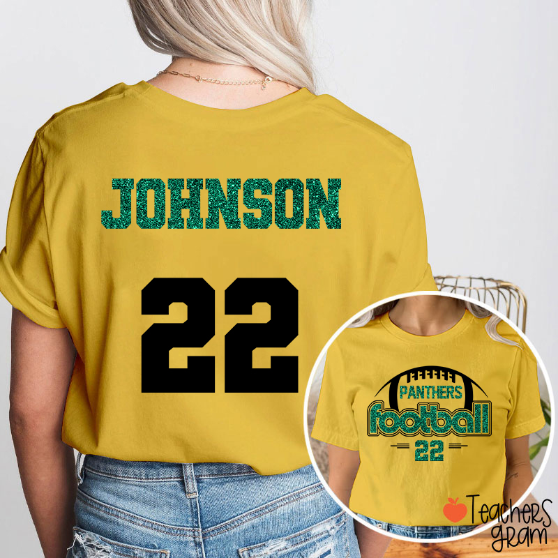 Personalized Mascot And Sport Faux Glitter Teacher Two Sided T-Shirt