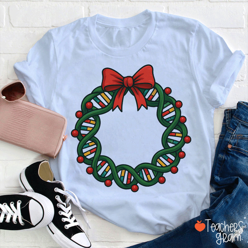 DNA Double Helix Christmas Teacher T-Shirt
