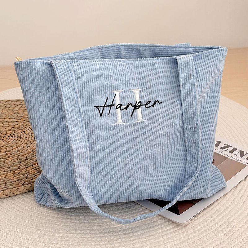 Personalised Name And Initial Teacher Corduroy Tote