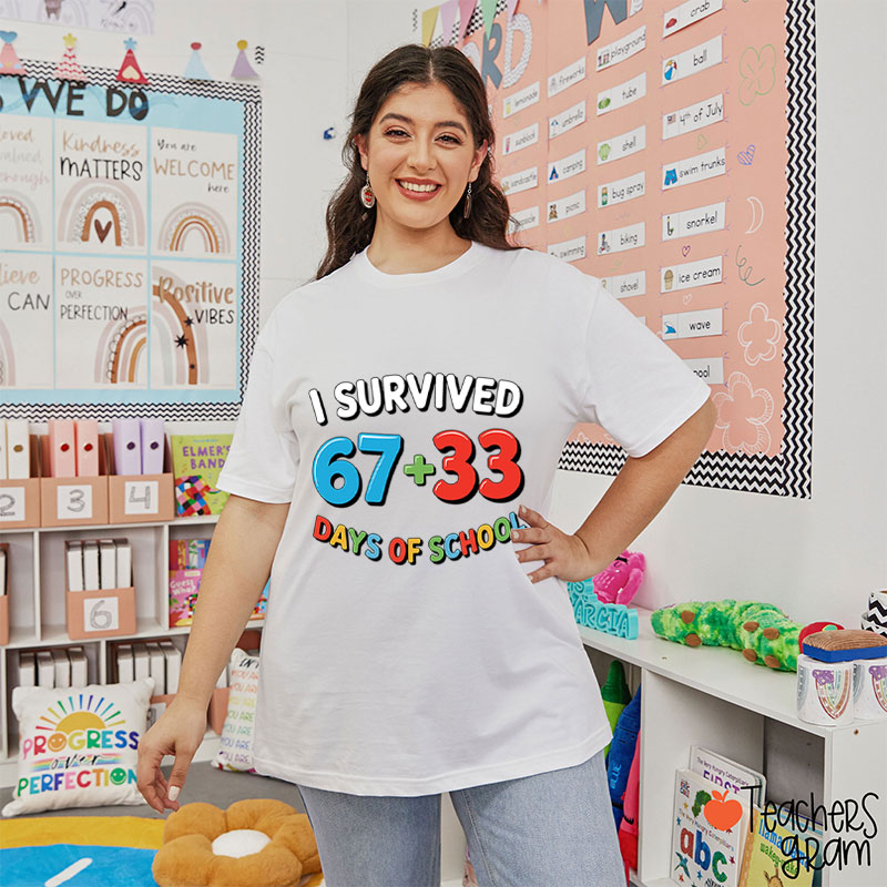Funny Six Seven I Survived 100 Days Of School Teacher T-Shirt