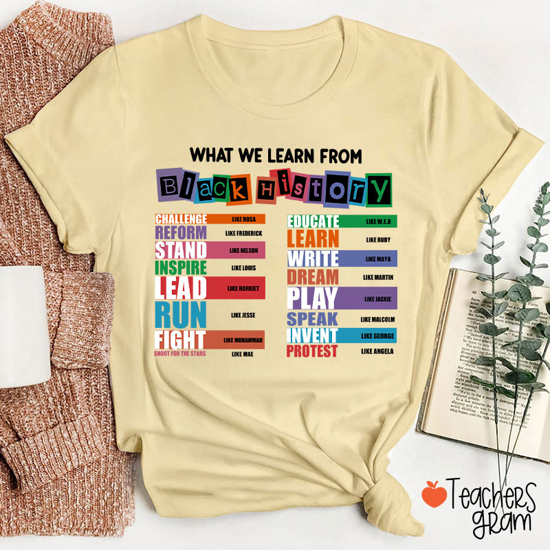 What We Learn From Black History Teacher T-Shirt