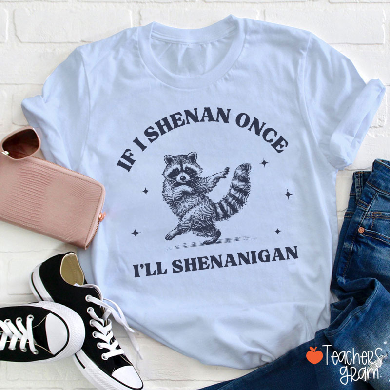 If I Shenan Once I'll Shenanigan Raccoon Teacher T-Shirt