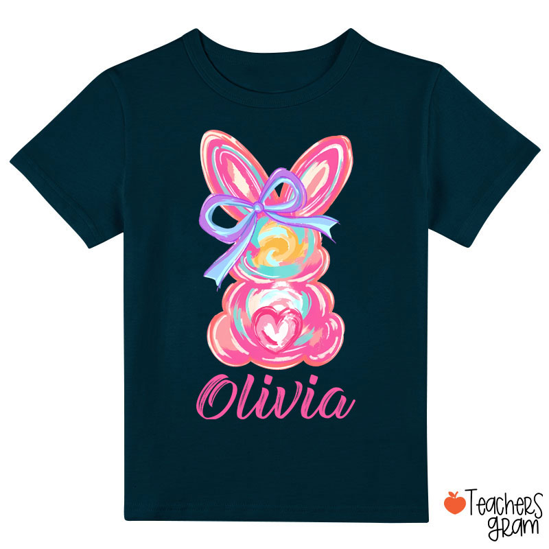 Personalized Name Watercolor Bunny Easter Class T-Shirt