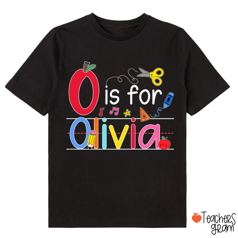 Personalized Name Apple Pencil School Stuff Class T-Shirt