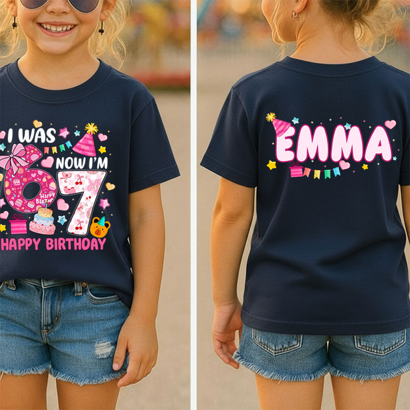 Personalized I Was 6 Now I'm 7 Happy Birthday Class Two Sided T-Shirt