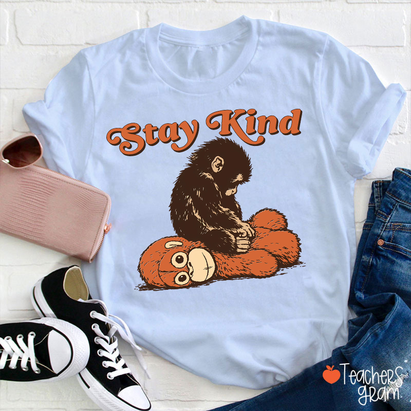 Punch Monkey Stay Kind Teacher T-Shirt