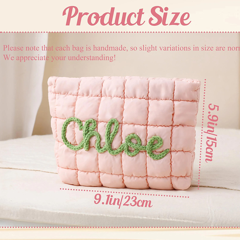 Personalized Quilted Nylon Makeup Bag