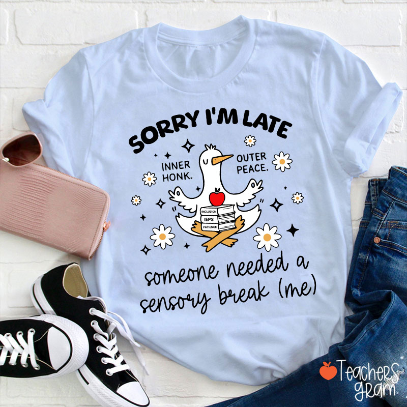 Sorry I'm Late Someone Needed A Sensory Break Teacher T-Shirt