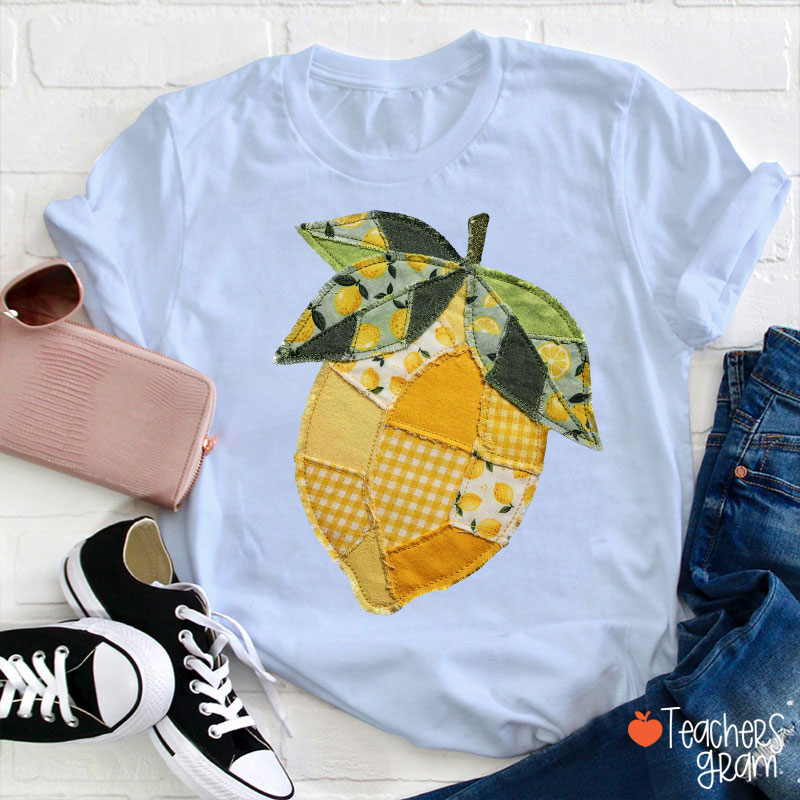 Faux Quilted Patchwork Lemon Teacher T-Shirt