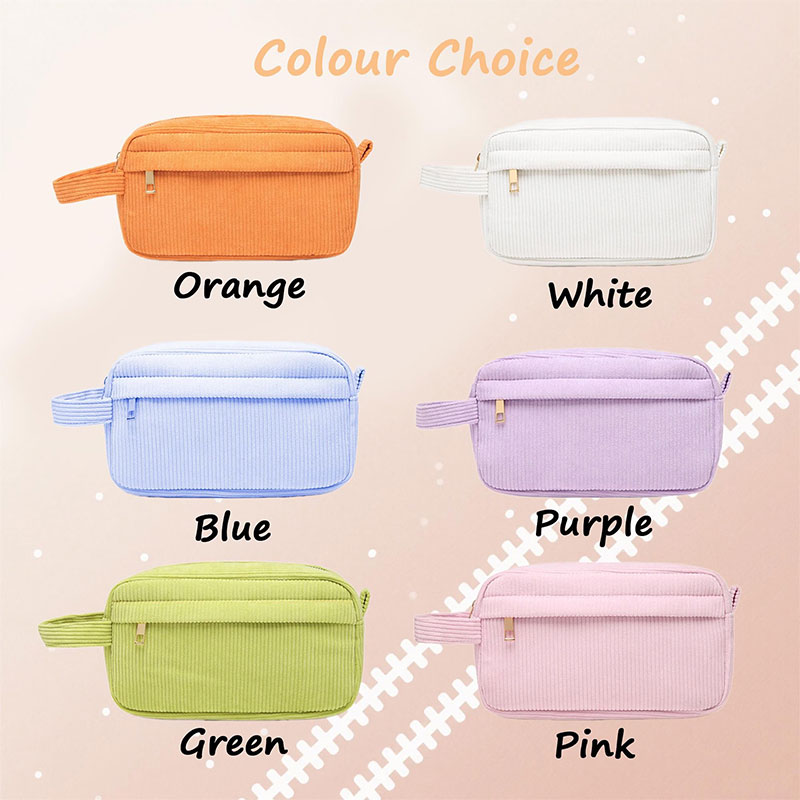 Personalized Corduroy Zipper Makeup Bag