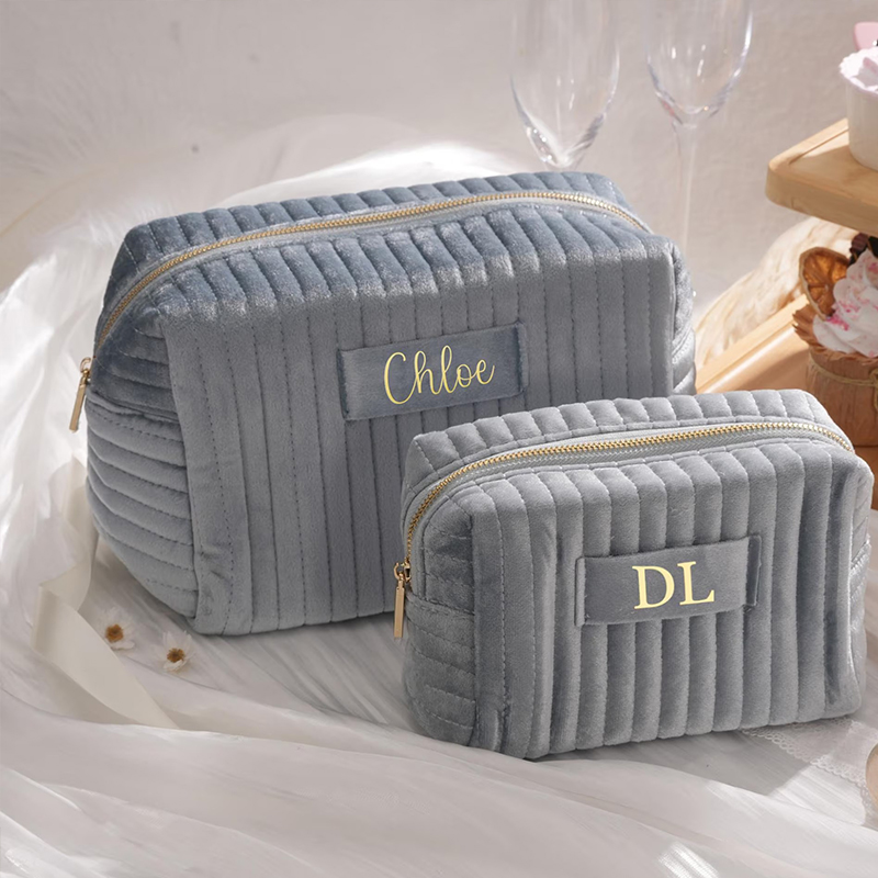 Personalized Velvet Bridesmaid Makeup Bag