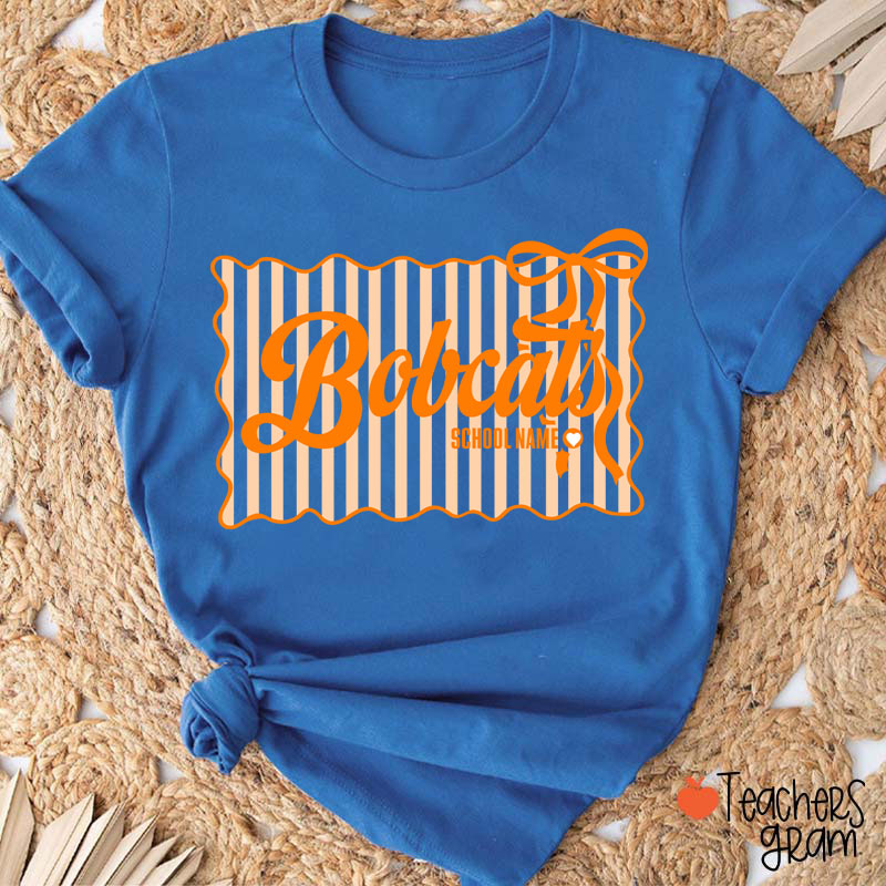 Personalized Retro Stripe Cheer Team Teacher T-Shirt