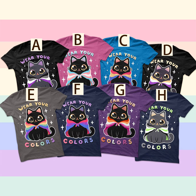 Personalized Wear Your Colors Cute Cat Teacher T-Shirt