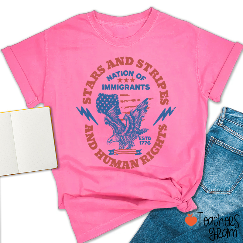 Stars Stripes And Human Rights Teacher T-Shirt