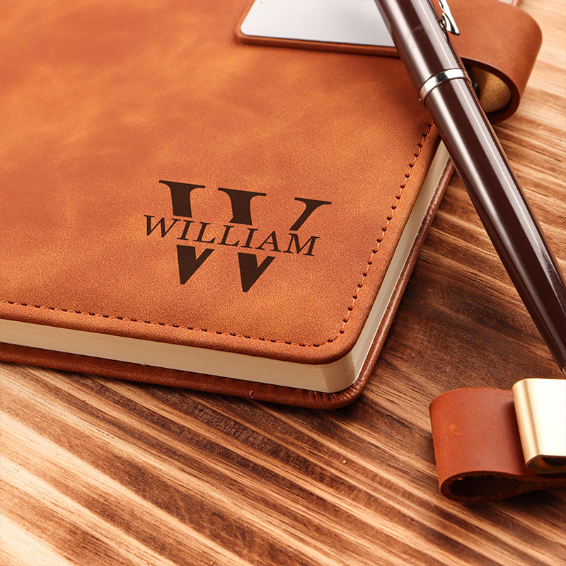 Personalized Name Leather Notebook Set