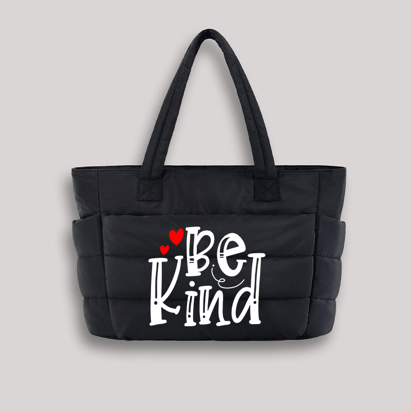 Be Kind Red Heart Teacher Puffy Tote Bag