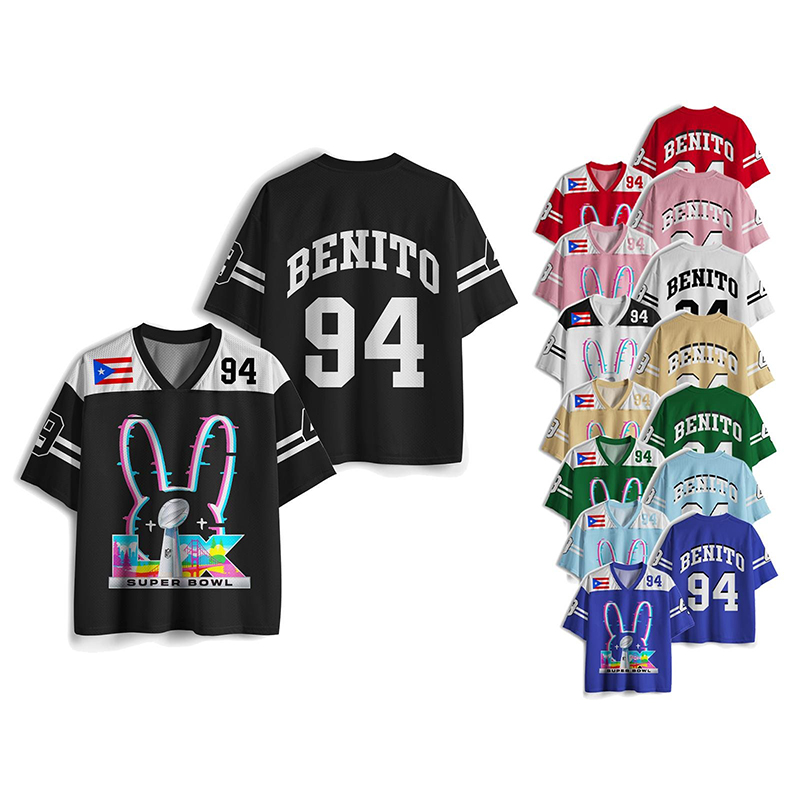 Personalized Super Bowl Bad Bunny Benito 94 Football Teacher Mesh Jersey