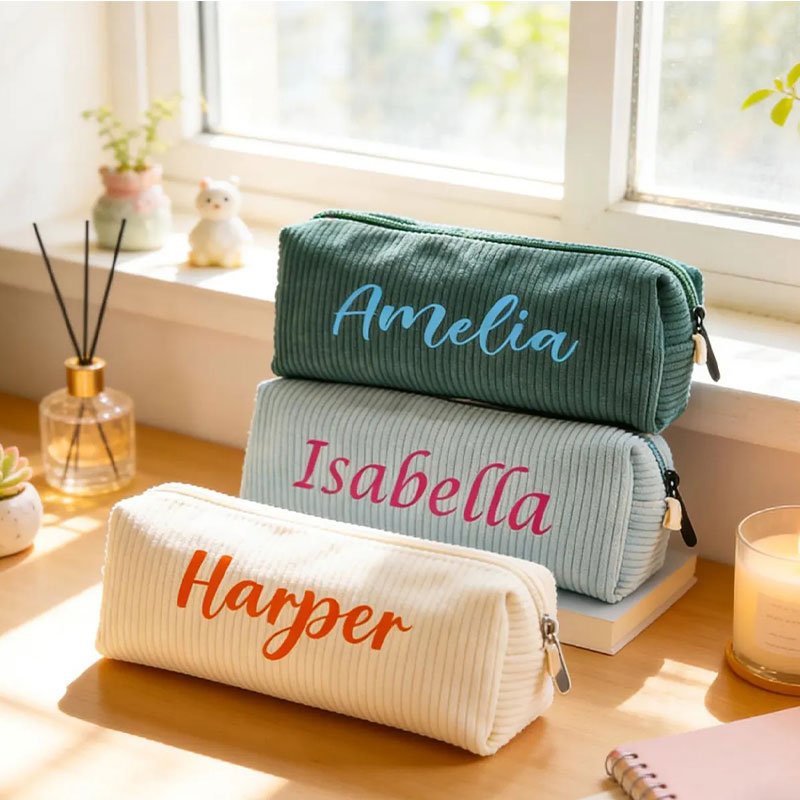 Personalized Back To School Corduroy Pencil Case