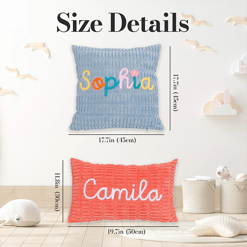Personalized Embroidered Name Corduroy Teacher Pillow Cover