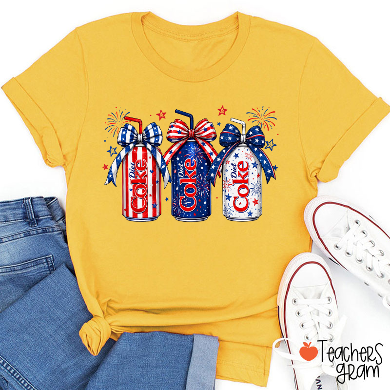 4th Of July Coquette Bow Coke Lover Teacher T-Shirt