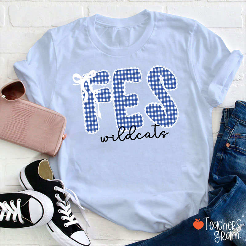 Personalized Gingham School Spirit Teacher T-Shirt