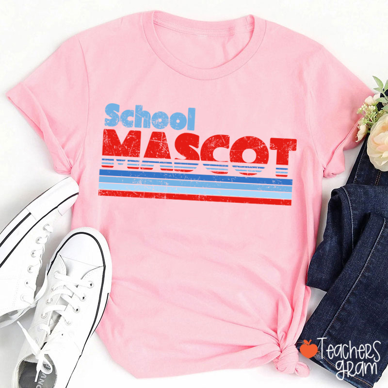 Personalized Mascot And School Name Contrast Color Line Design Teacher T-Shirt