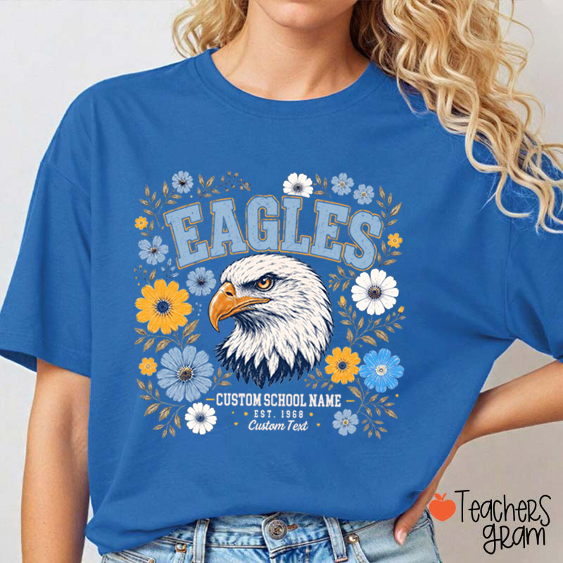 Personalized Mascot Floral Est Custom Text Teacher T-Shirt
