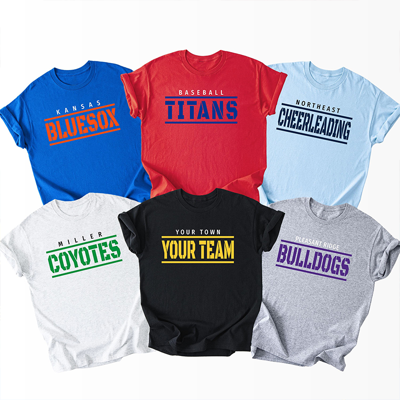 Personalized Town Sport Mascot Double Line Text Teacher T-Shirt