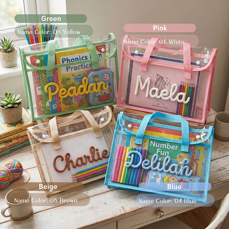 Personalised Name Clear Waterproof School Book Bag