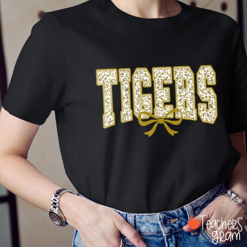Personalized Mascot Floral Printing Coquette Bow Teacher T-Shirt