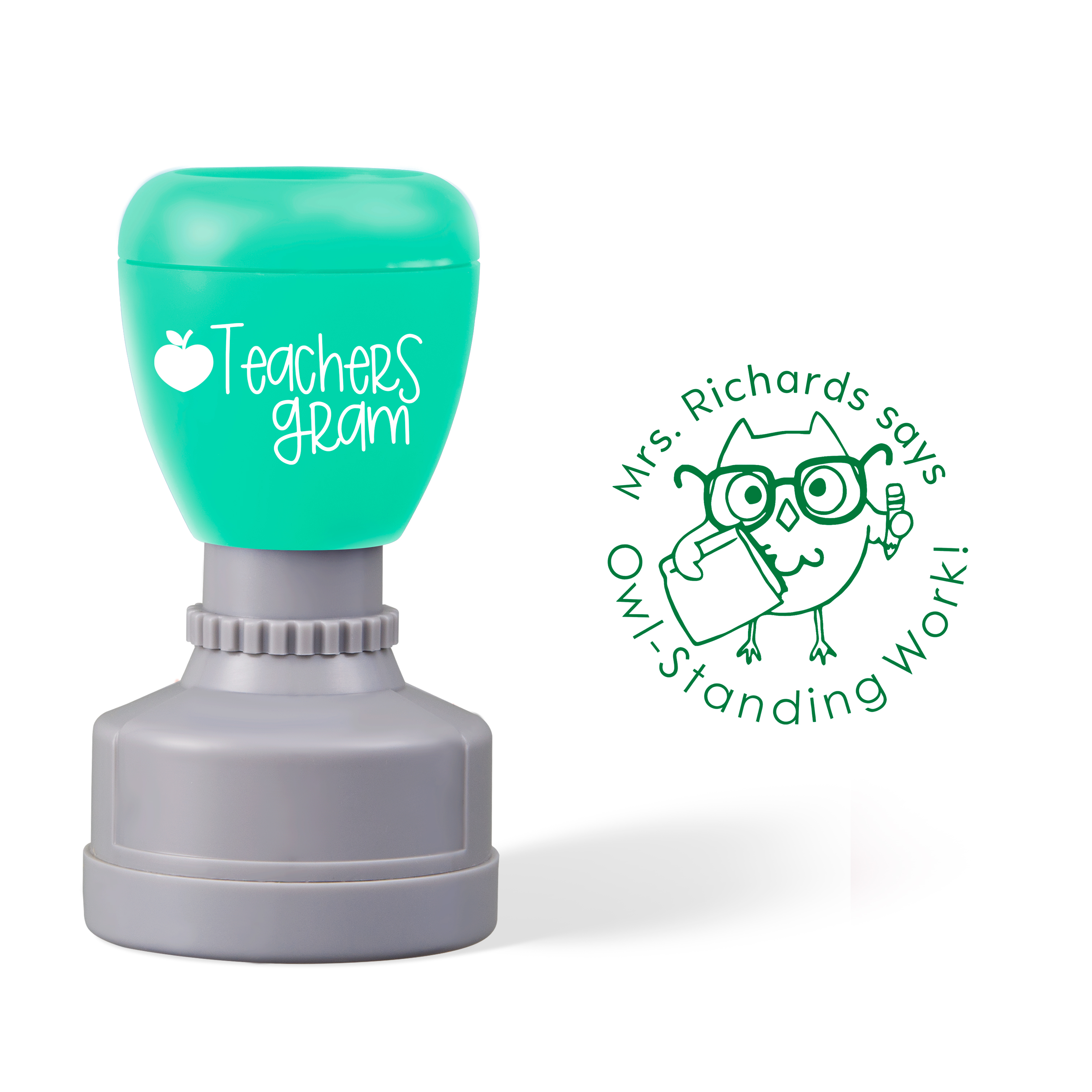 Personalized Funny Owl Standing Work Teacher Stamp