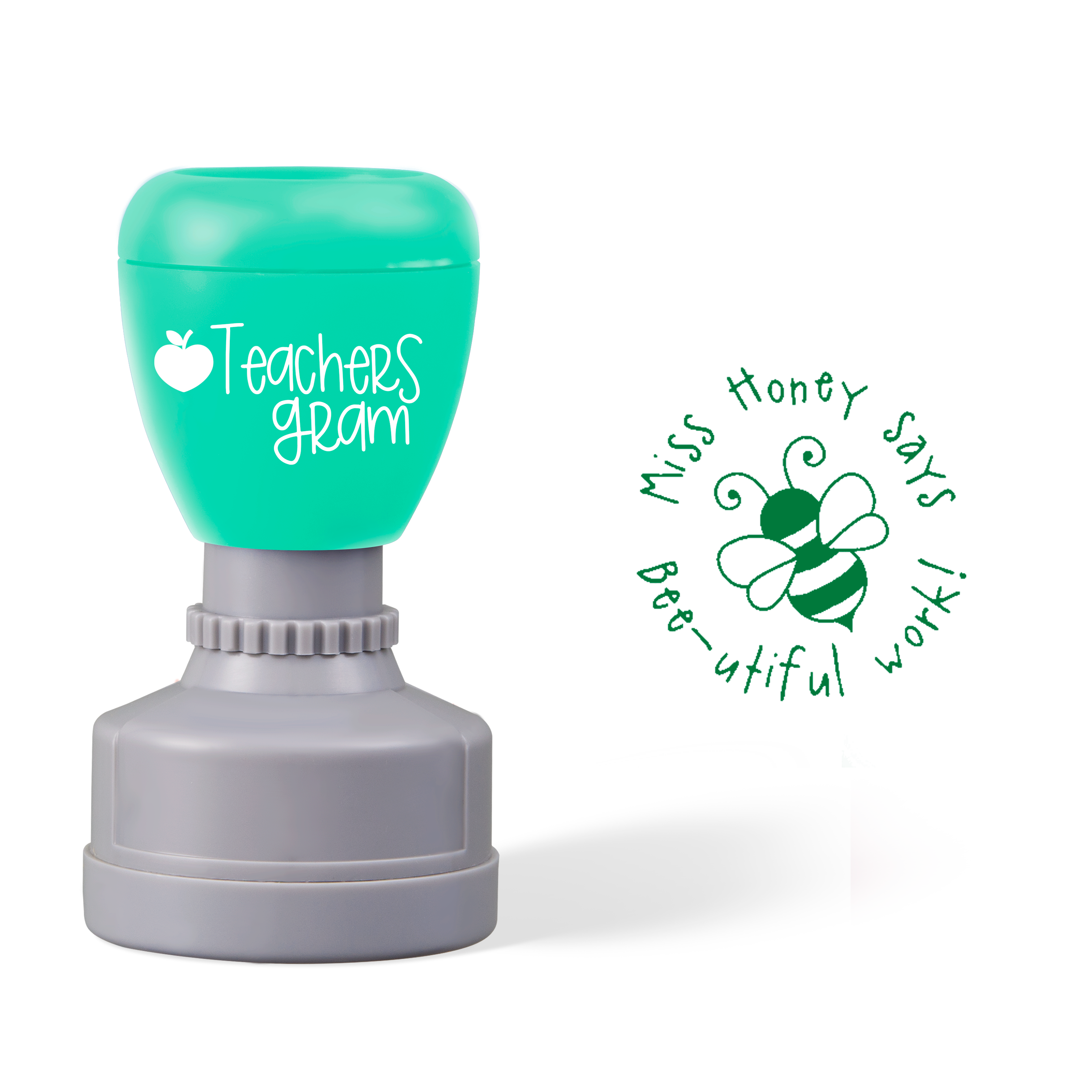 Personalized Says Bee-Autiful Work Teacher Stamp