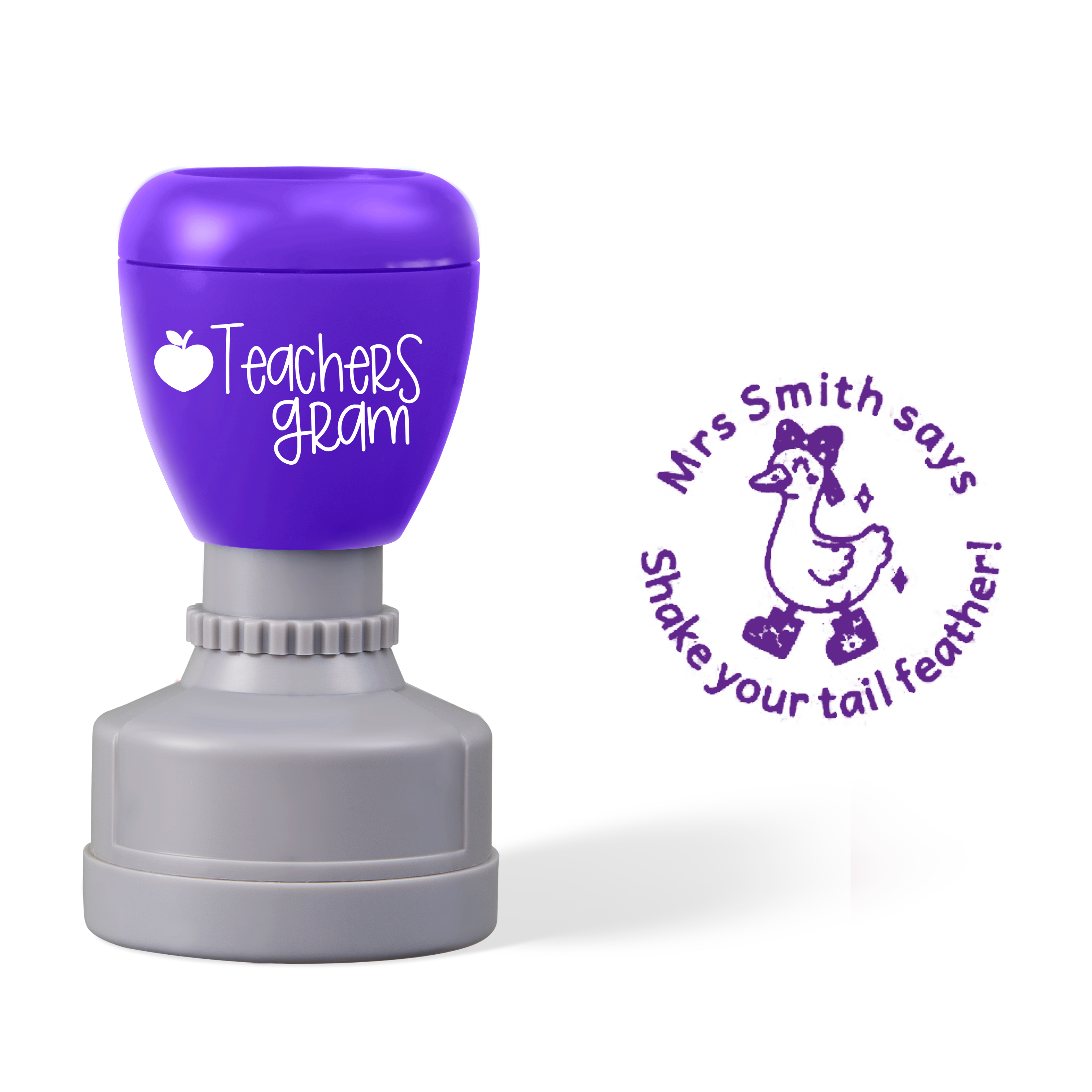 Personalized Name Says Shake Your Tail Feather Teacher Stamp