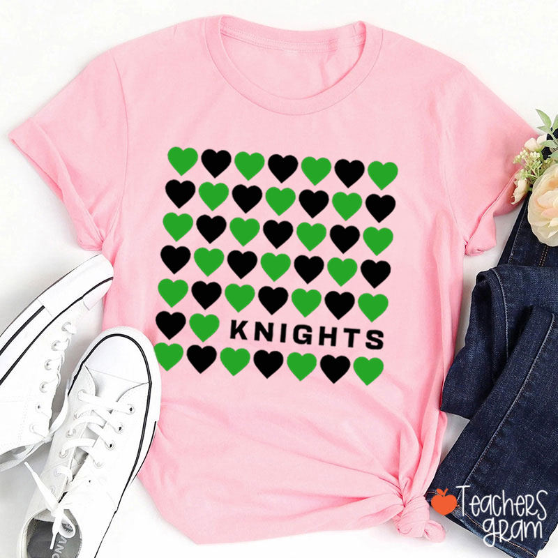 Personalized Mascot Team Color Heart Teacher T-Shirt