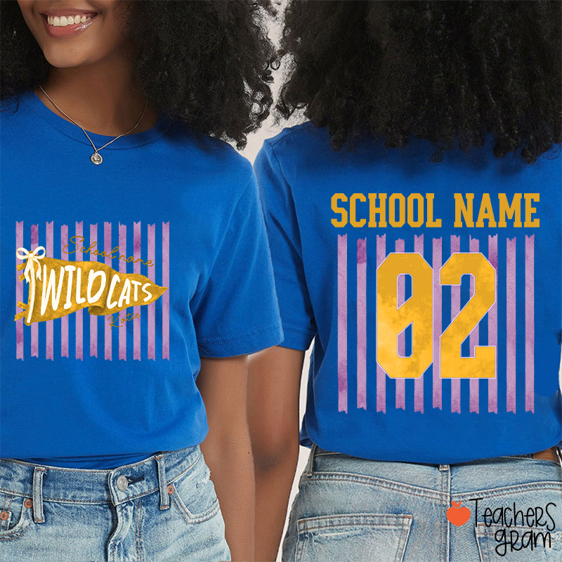 Personalized Name And Text Cartoon Supply Teacher Two Sided T-Shirt