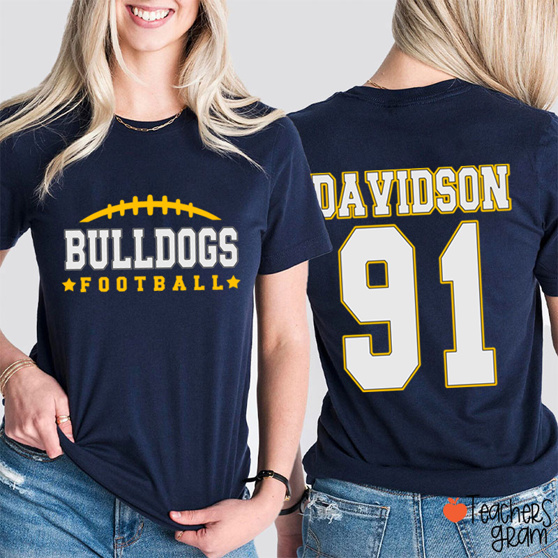 Personalized Name And Sport Number Teacher Two Sided T-Shirt