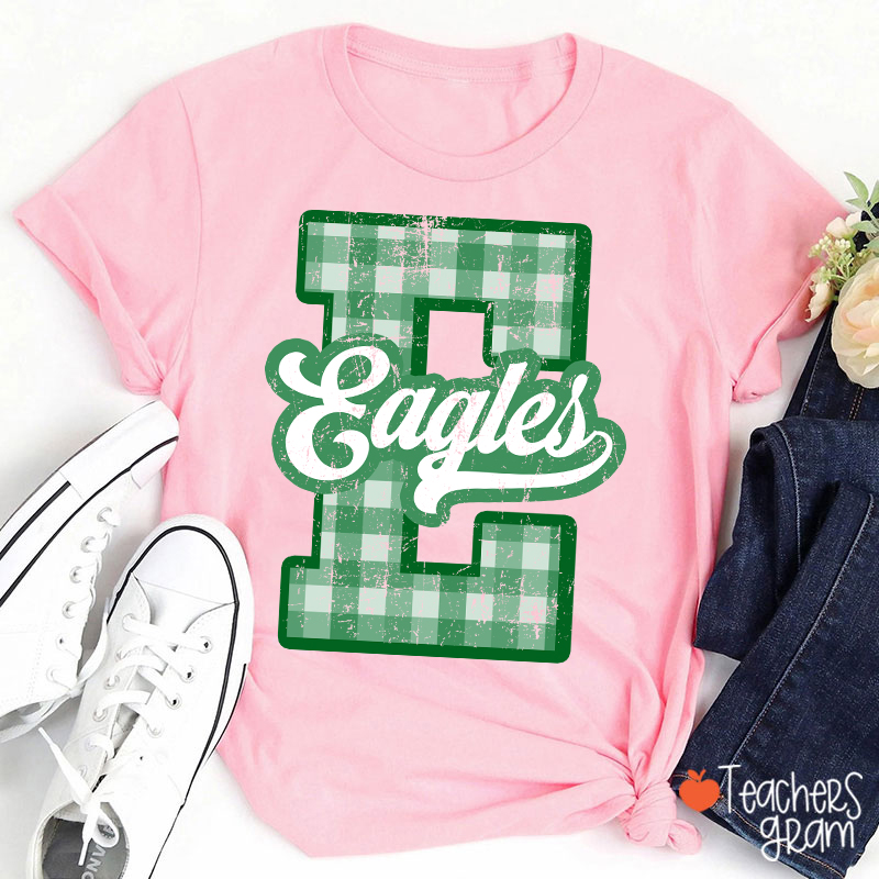Personalized Mascot Sport Gingham Varsity Teacher T-Shirt