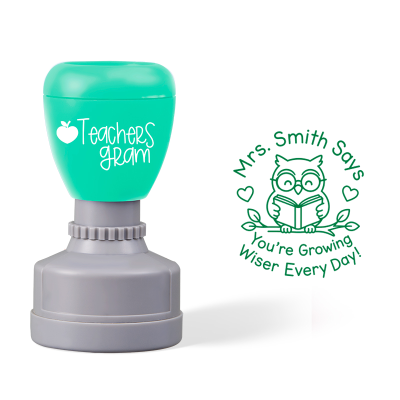 Personalized Name Says You Are Growing Wiser Every Day Teacher Stamp