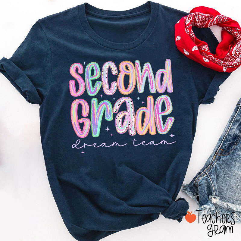 Personalized Pastel Rainbow Grade Dream Team Teacher T-Shirt
