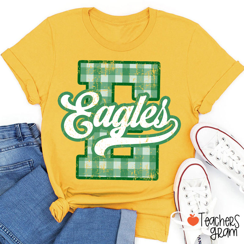 Personalized Mascot Sport Gingham Varsity Teacher T-Shirt