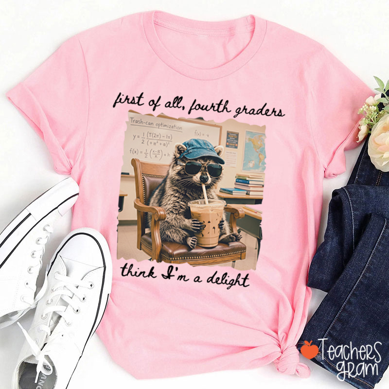 Personalized Grade Funny Coffee Raccoon Meme Teacher T-Shirt