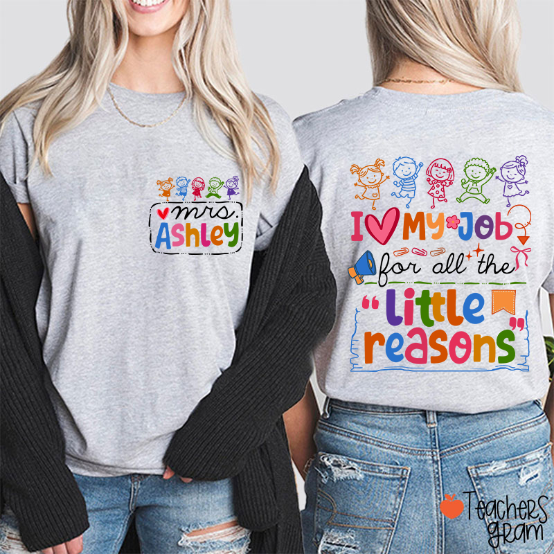 Personalized Name Colorful Quote Front And Back Print Teacher Two Sided T-Shirt
