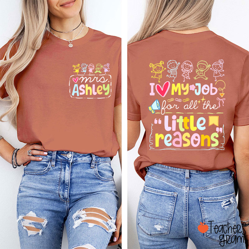 Personalized Name Colorful Quote Front And Back Print Teacher Two Sided T-Shirt