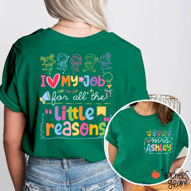 Personalized Name Colorful Quote Front And Back Print Teacher Two Sided T-Shirt