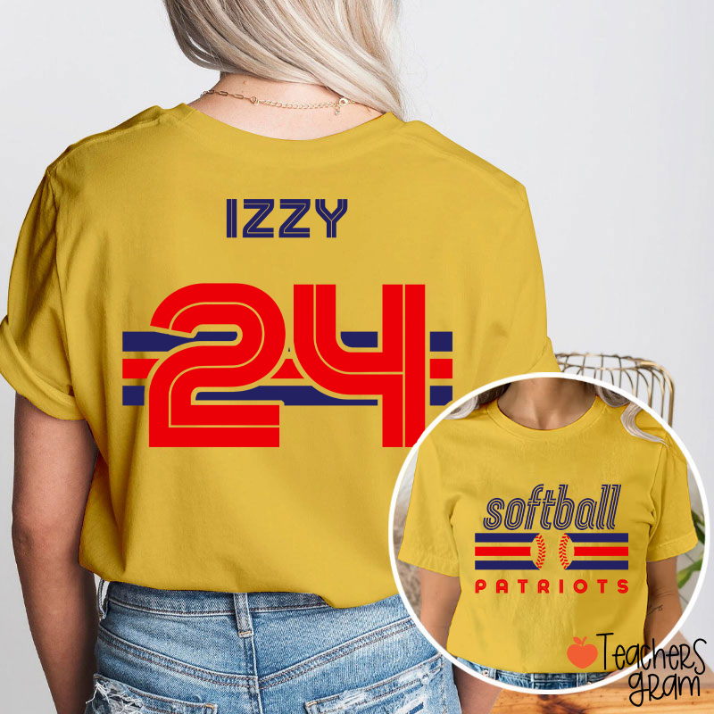 Personalized Mascot Name And Number Sport Teacher Two Sided T-Shirt