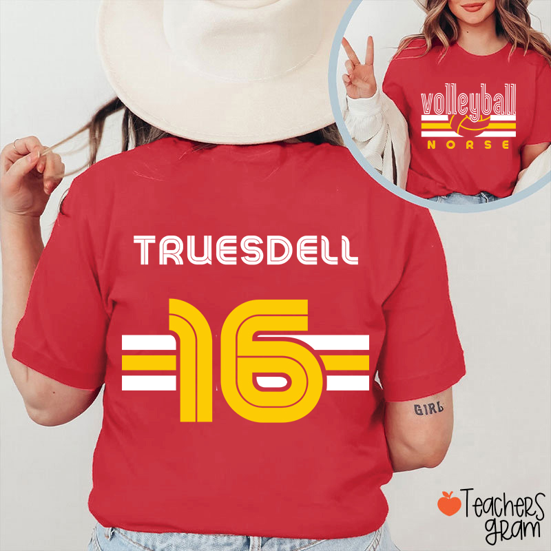 Personalized Mascot Name And Number Sport Teacher Two Sided T-Shirt