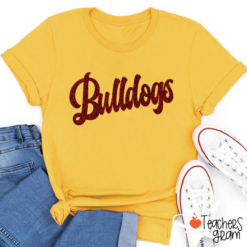 Personalized Glitter Script Teacher T‑Shirt