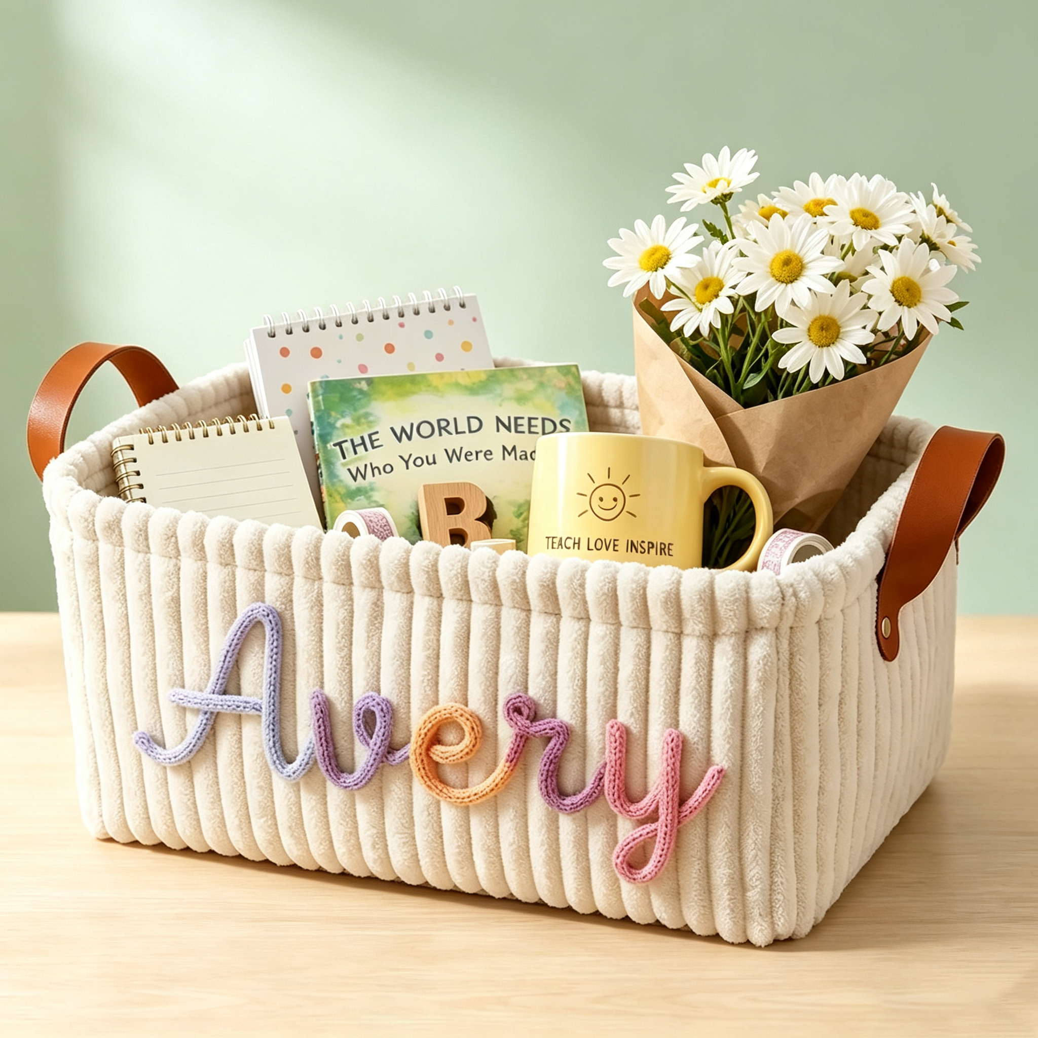 Personalized Corduroy Storage Basket