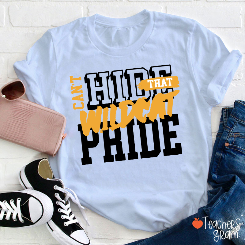 Personalized Can't Hide That Warrior Pride Bold Color Block Text Graphic Teacher T‑Shirt