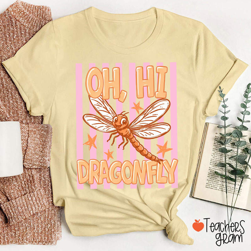 Personalized Retro Cute Animal Striped Frame Teacher T-Shirt